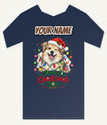 Tangled Christmas Lights Dog Personalised Kids and Baby Christmas Tee