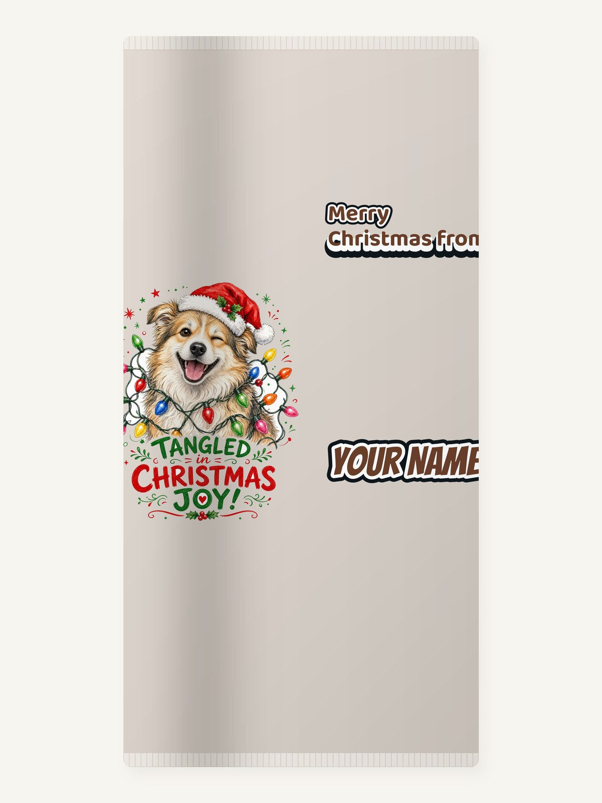 Tangled Christmas Lights Dog Personalised Beach Towel