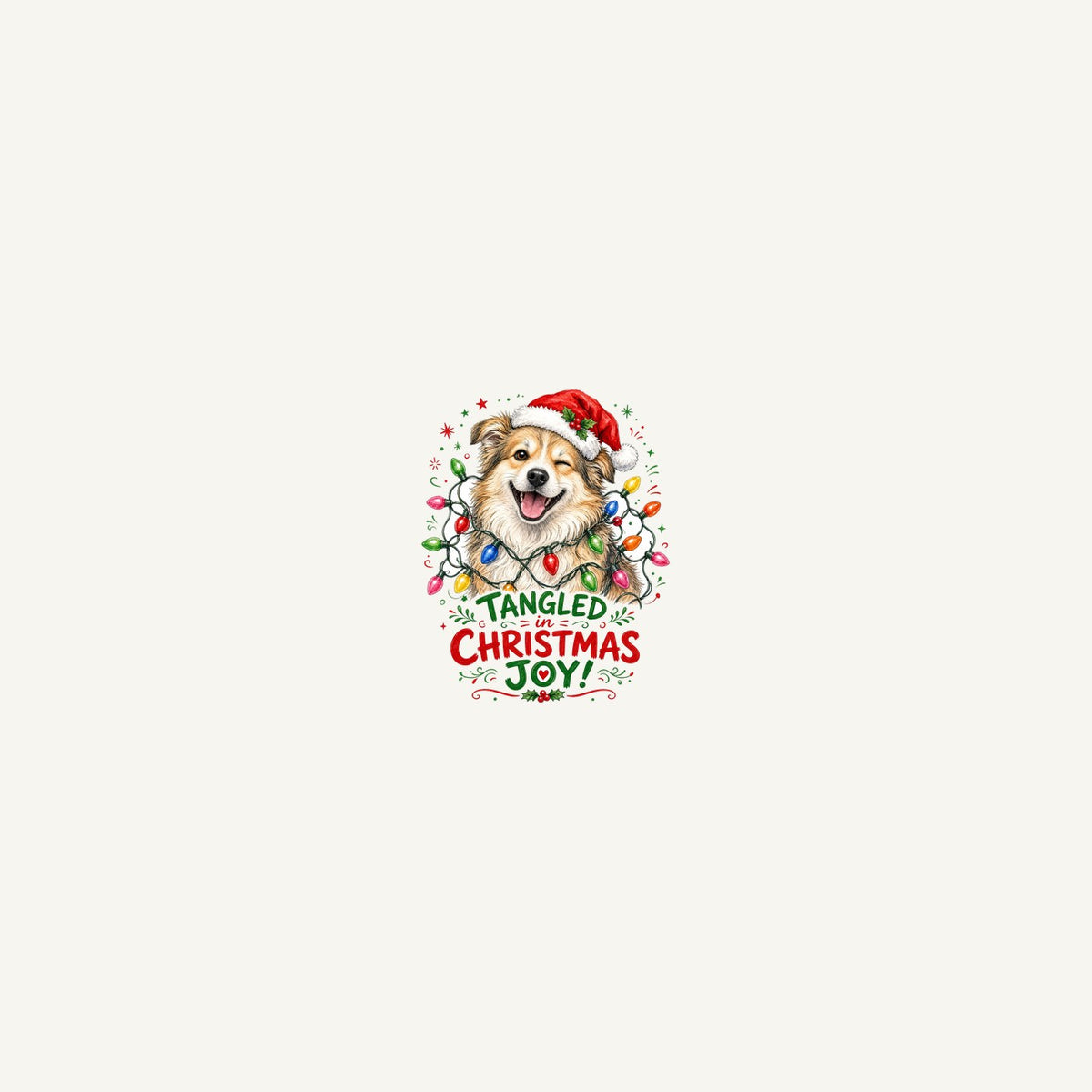 Tangled Christmas Lights Dog Personalised Beach Towel