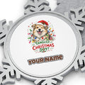 Tangled Christmas Lights Dog Personalised Pewter Christmas Ornament