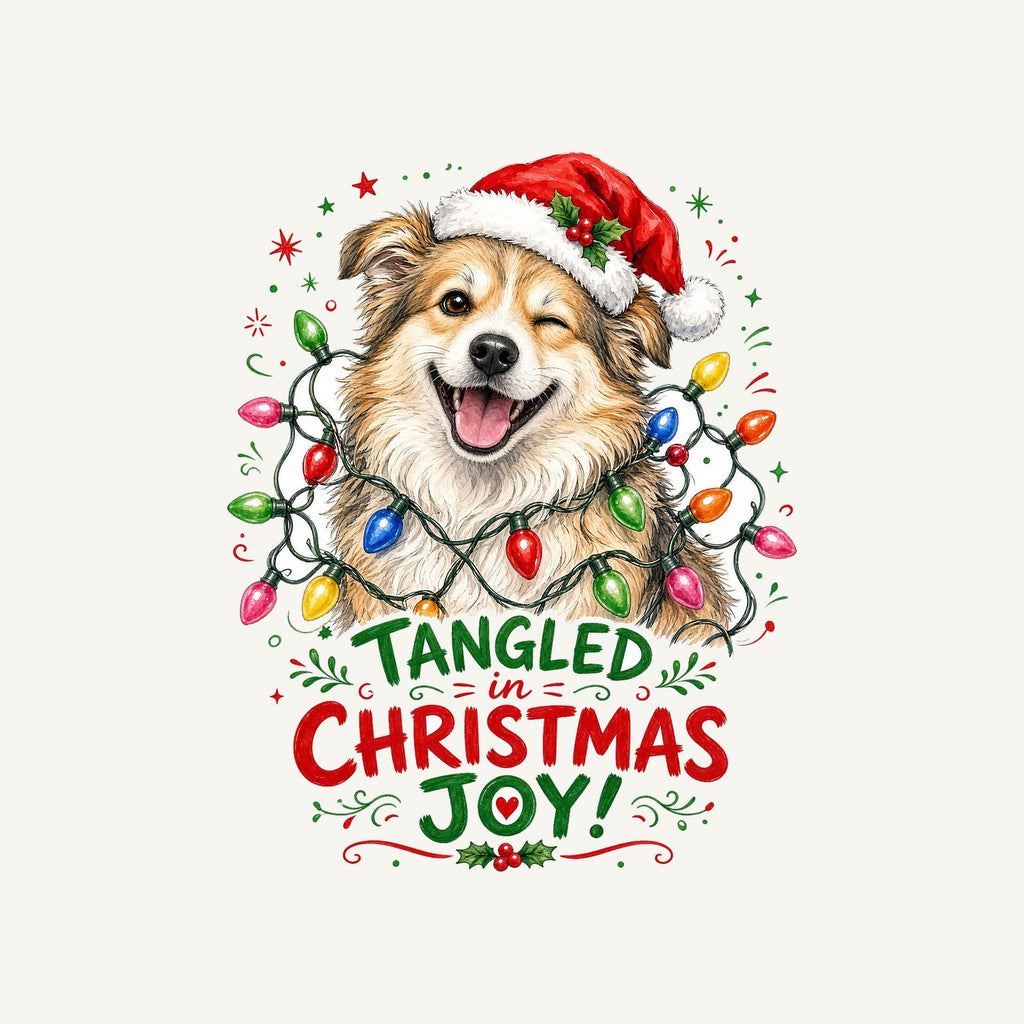 Tangled Christmas Lights Dog Personalised Santa Sack