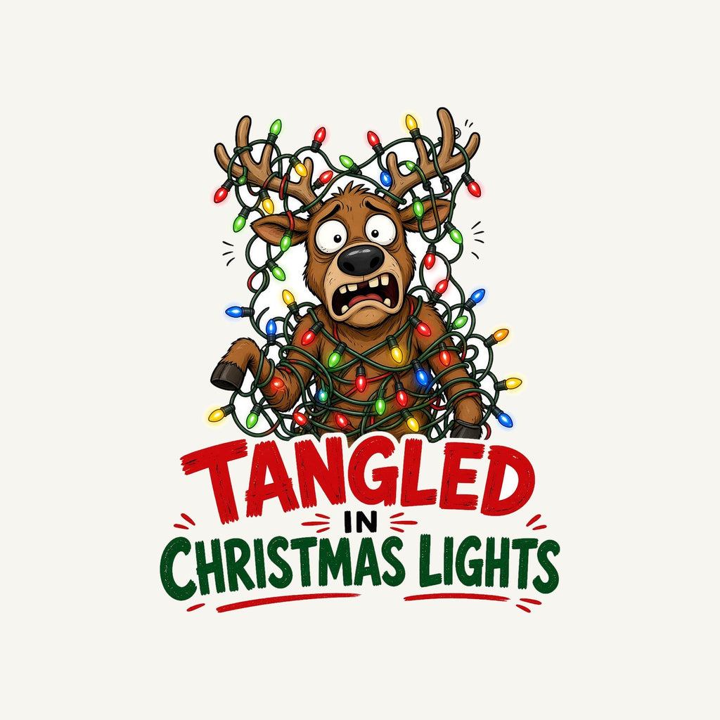 Tangled in Christmas Lights Personalised Christmas T-Shirt and Hoodie