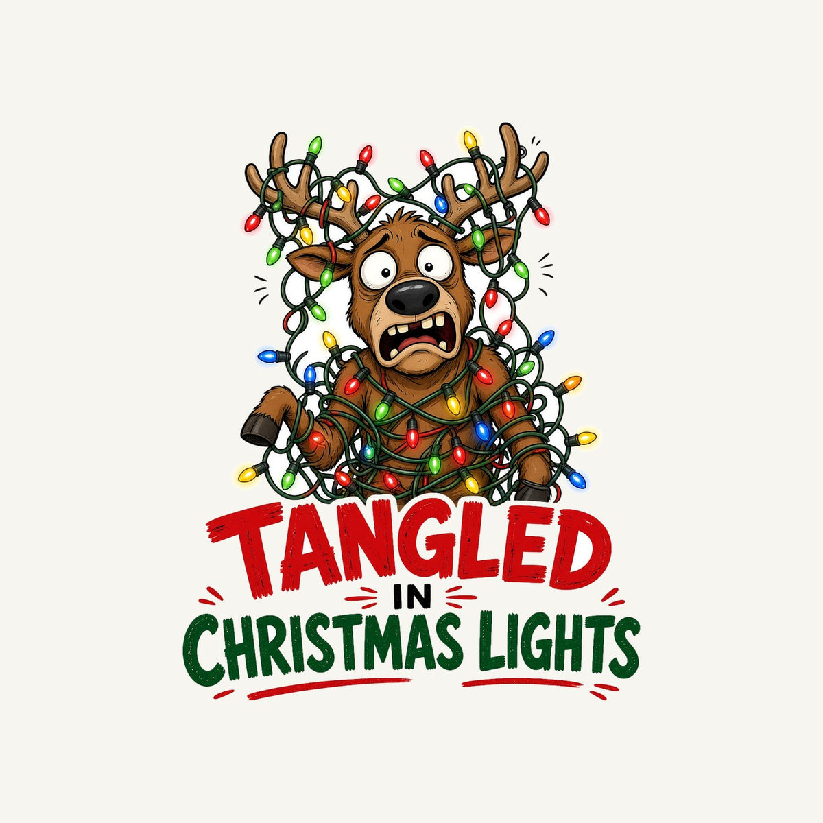 Tangled in Christmas Lights Personalised Christmas T-Shirt and Hoodie