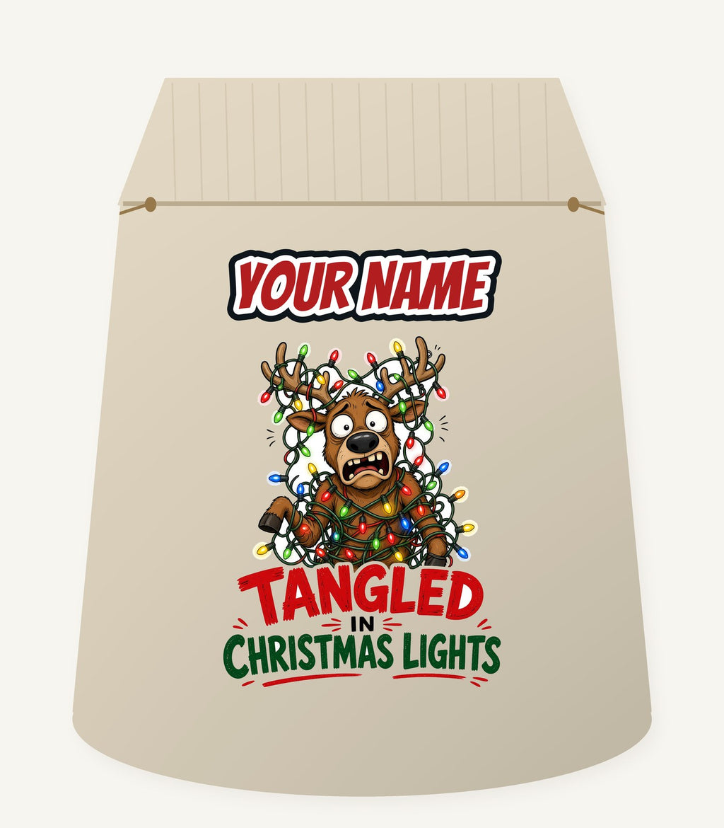 Tangled in Christmas Lights Personalised Santa Sack