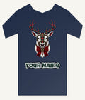 Tartan Antler Reindeer Portrait Personalised Kids Tee and Baby Bodysuit