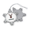 Tartan Antler Reindeer Portrait Personalised Pewter Christmas Ornament