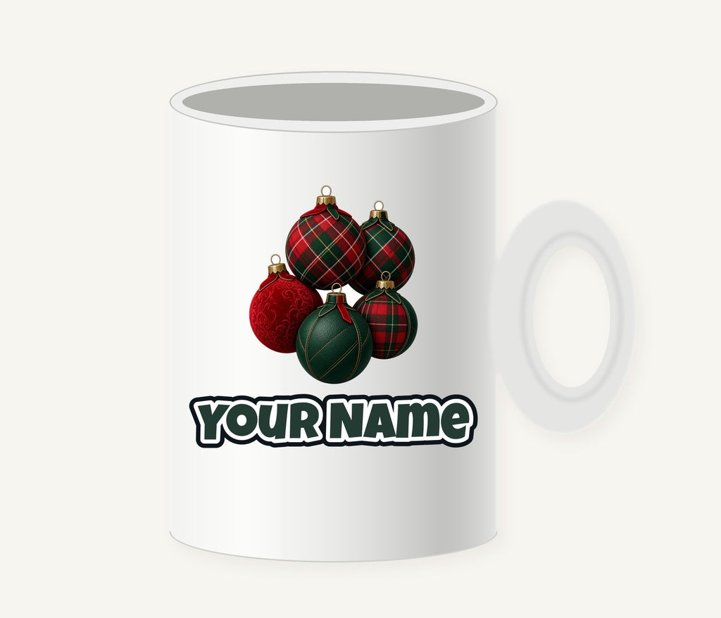 Tartan Bauble Cluster Personalised Christmas Mug