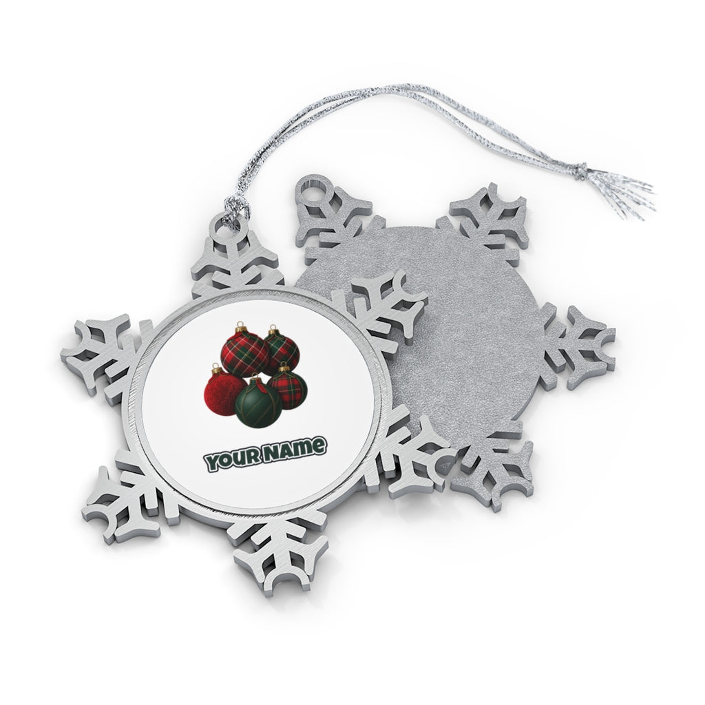 Tartan Bauble Cluster Personalised Pewter Christmas Ornament