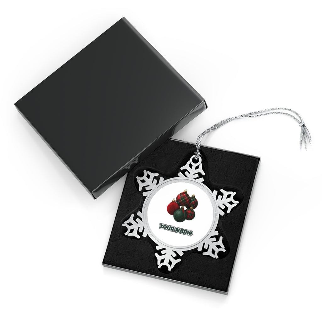 Tartan Bauble Cluster Personalised Pewter Christmas Ornament