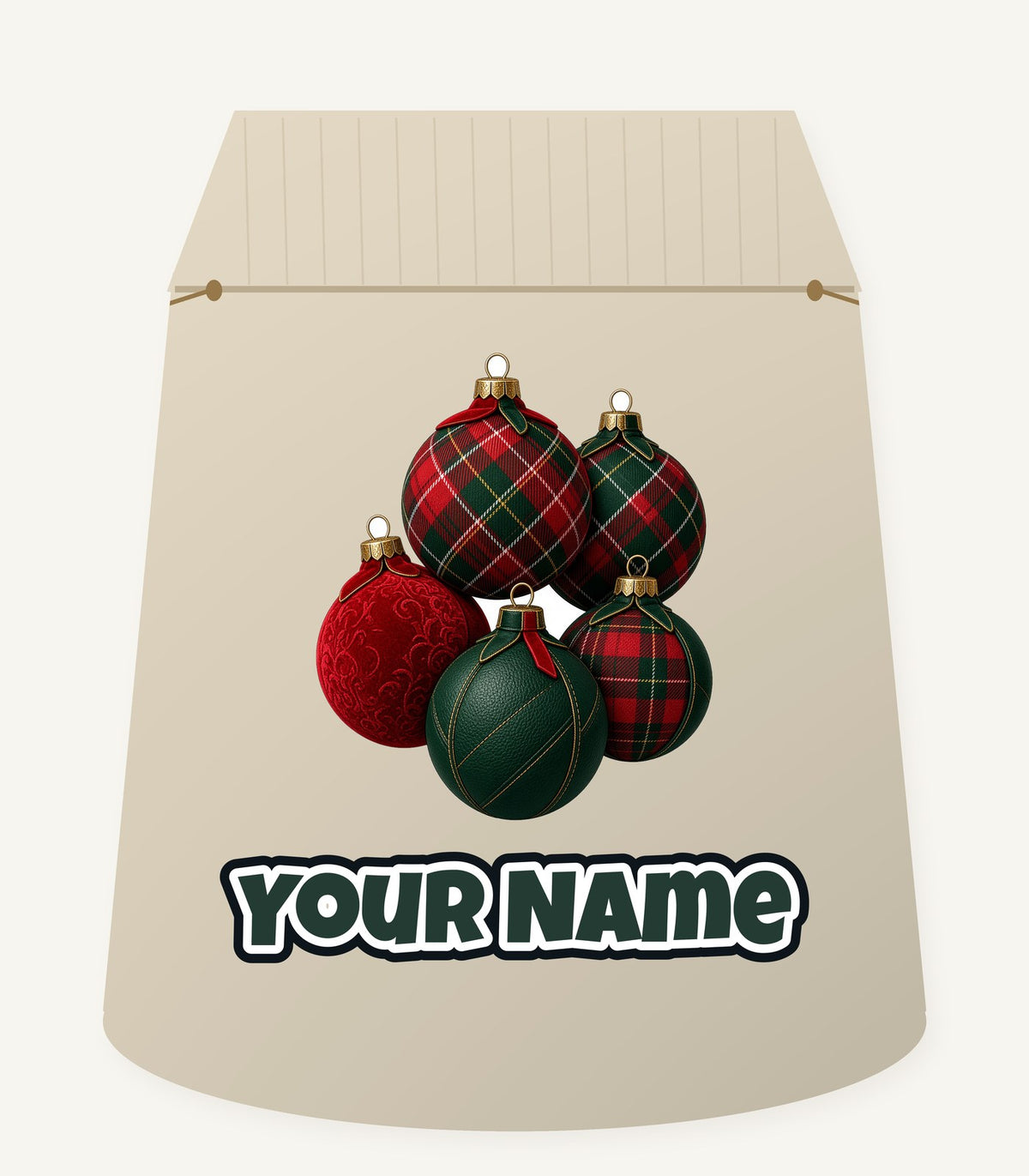 Tartan Bauble Cluster Personalised Santa Sack