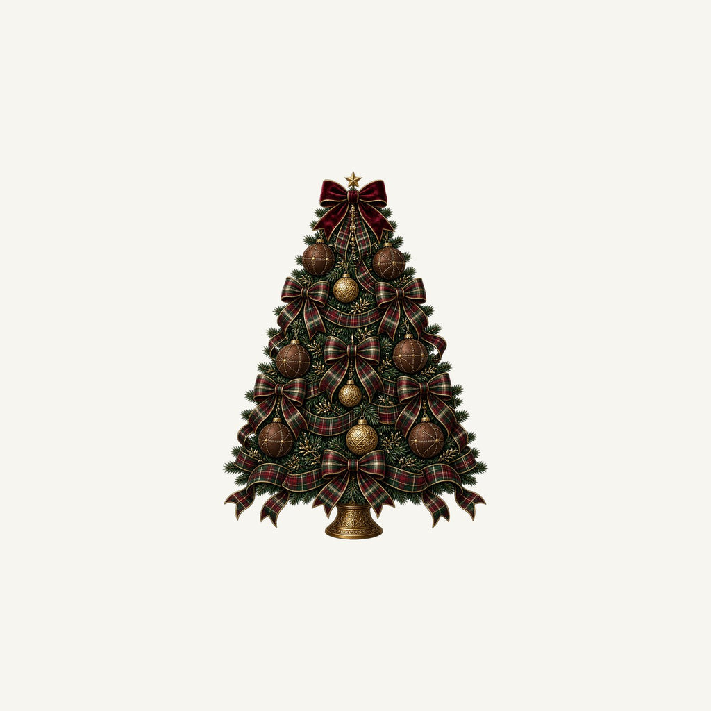 Tartan Bow Christmas Tree Personalised Christmas Mug