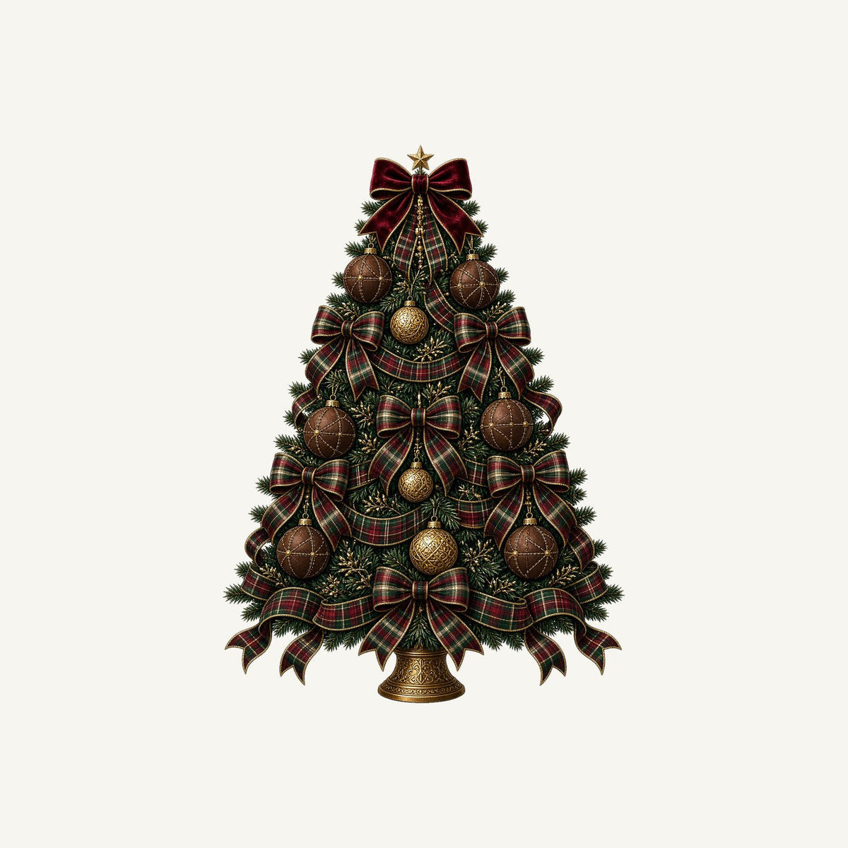 Tartan Bow Christmas Tree Christmas artwork, the design printed on the personalised stocking