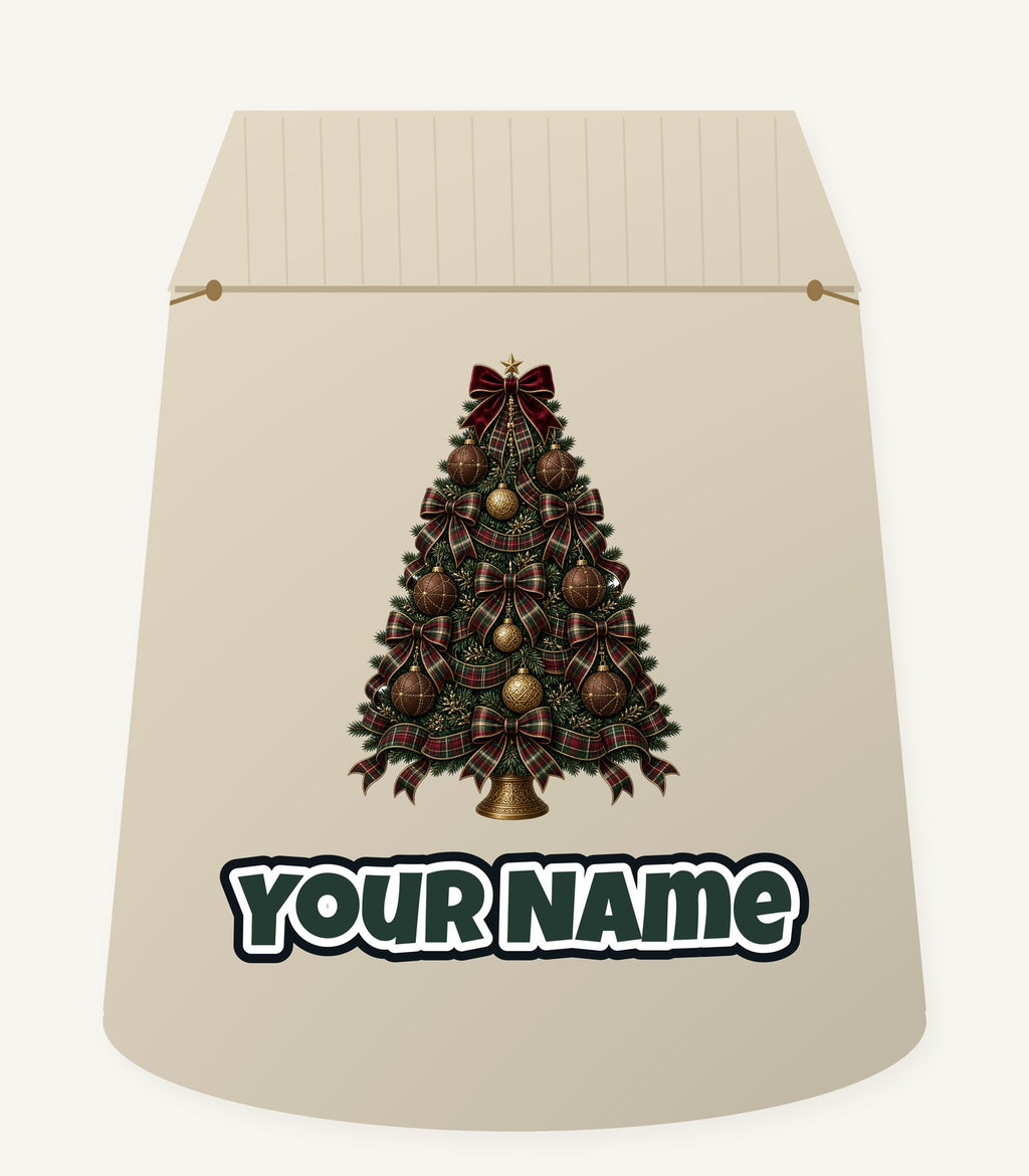Tartan Bow Christmas Tree Personalised Santa Sack