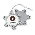 Tartan Bow Pine Wreath Personalised Pewter Christmas Ornament