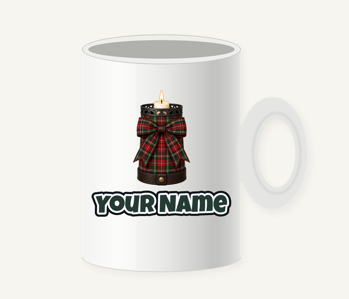Tartan Candle Holder Personalised Christmas Mug