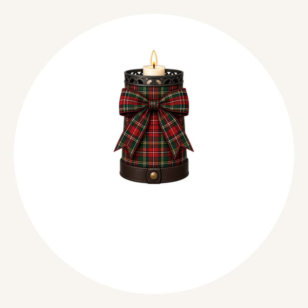 Tartan Candle Holder Personalised Pewter Christmas Ornament