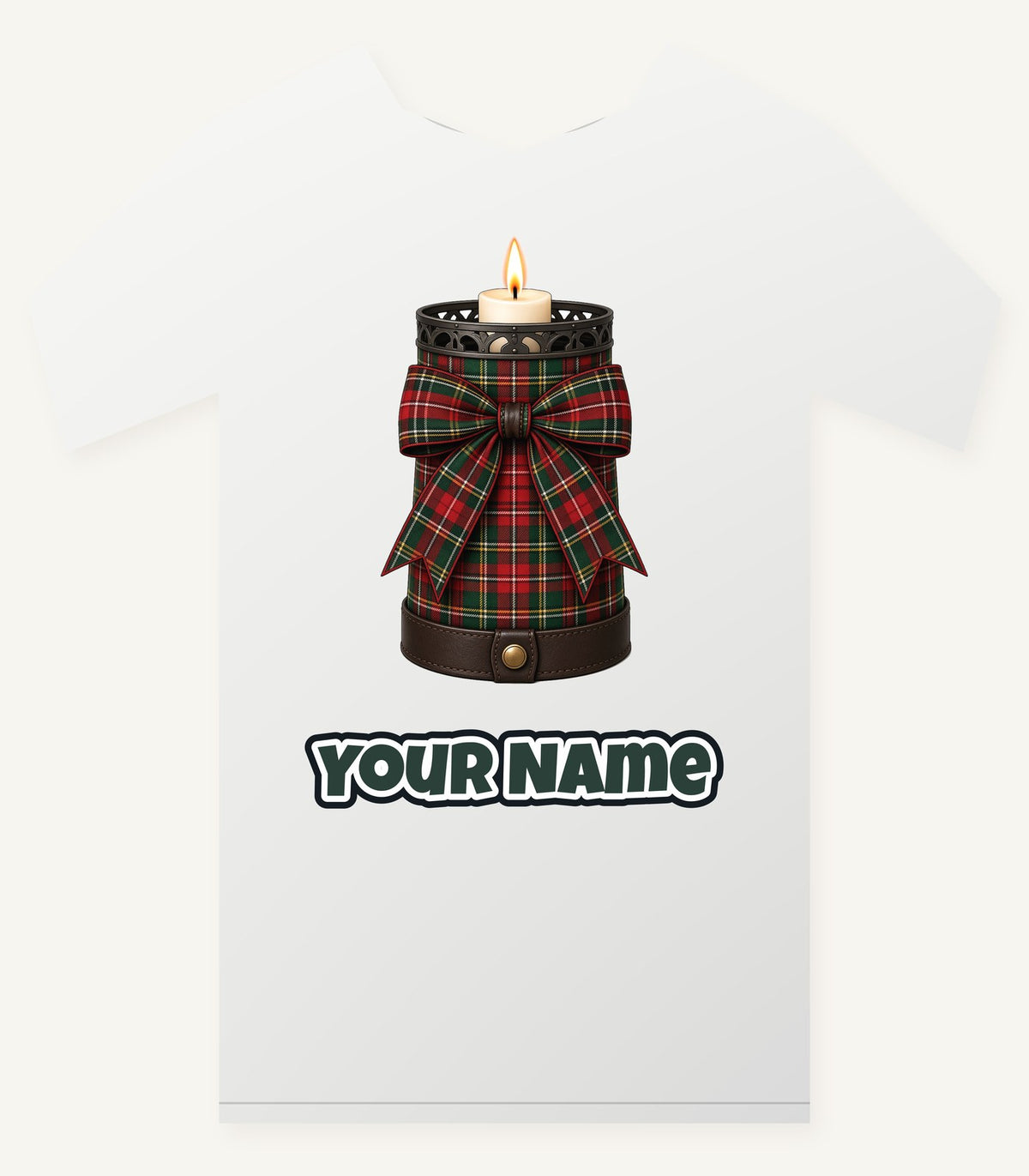 Tartan Candle Holder Personalised Christmas T-Shirt and Hoodie
