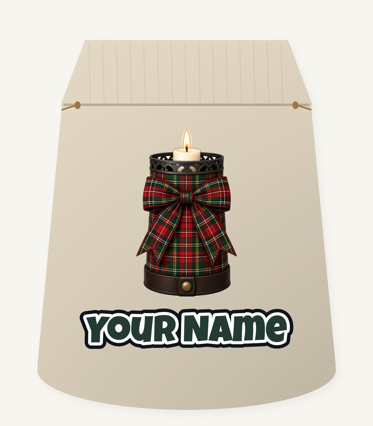 Tartan Candle Holder Personalised Santa Sack