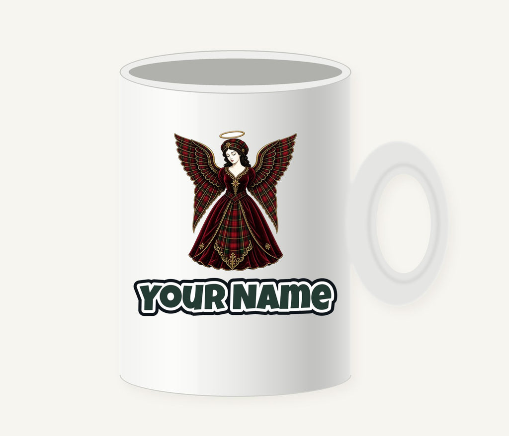 Tartan Christmas Angel Personalised Christmas Mug