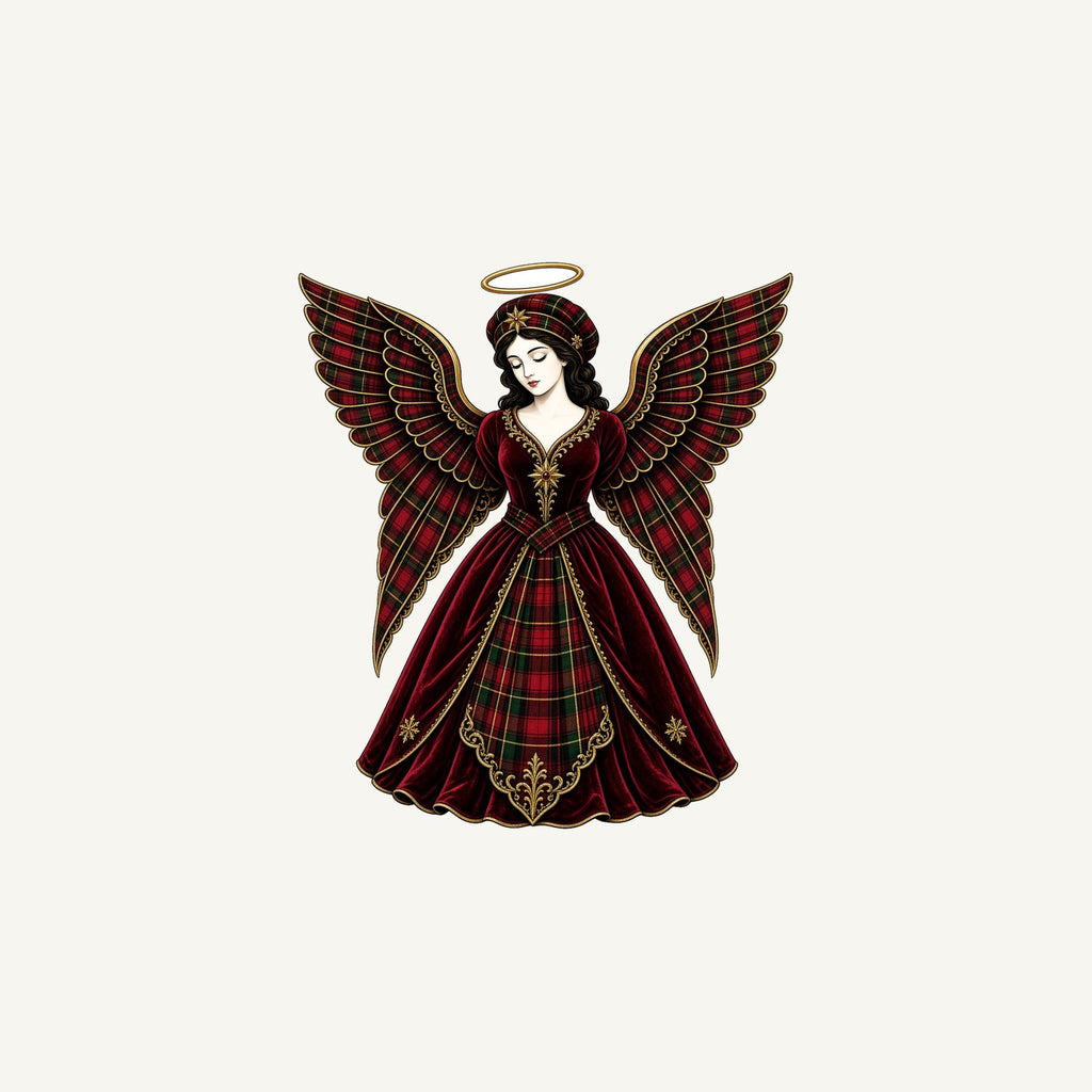 Tartan Christmas Angel Personalised Christmas Mug
