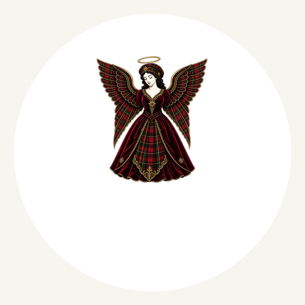 Tartan Christmas Angel Personalised Pewter Christmas Ornament