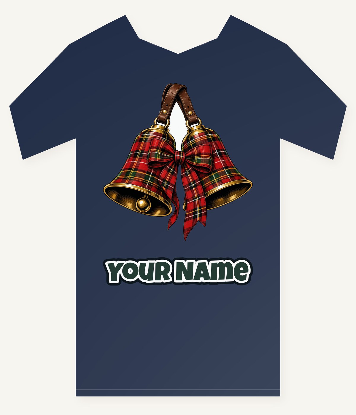 Tartan Christmas Bells Personalised Kids Tee and Baby Bodysuit