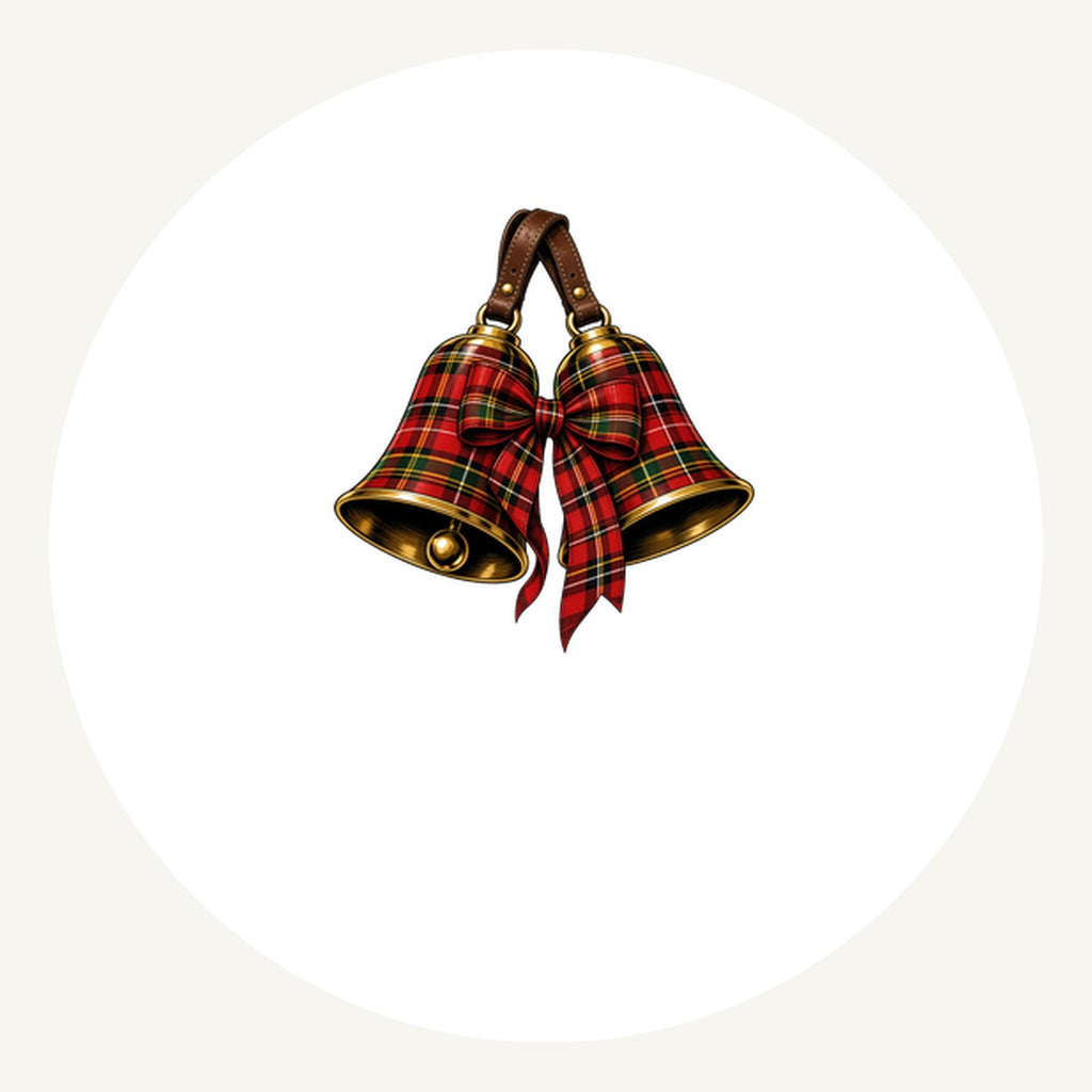 Tartan Christmas Bells Personalised Pewter Christmas Ornament