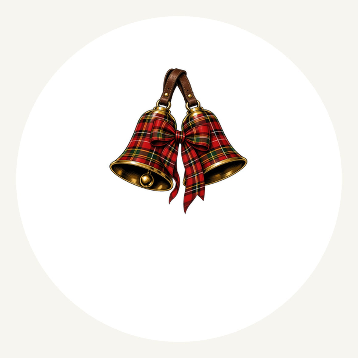 Tartan Christmas Bells Personalised Pewter Christmas Ornament