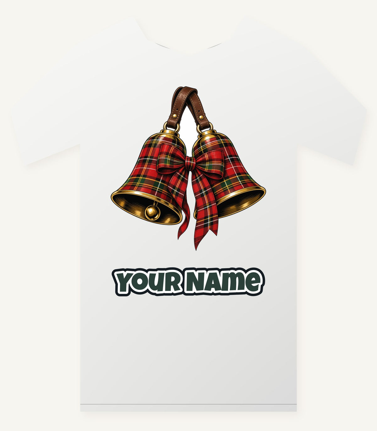 Tartan Christmas Bells Personalised Christmas T-Shirt and Hoodie