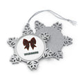 Tartan Christmas Bow Personalised Pewter Christmas Ornament
