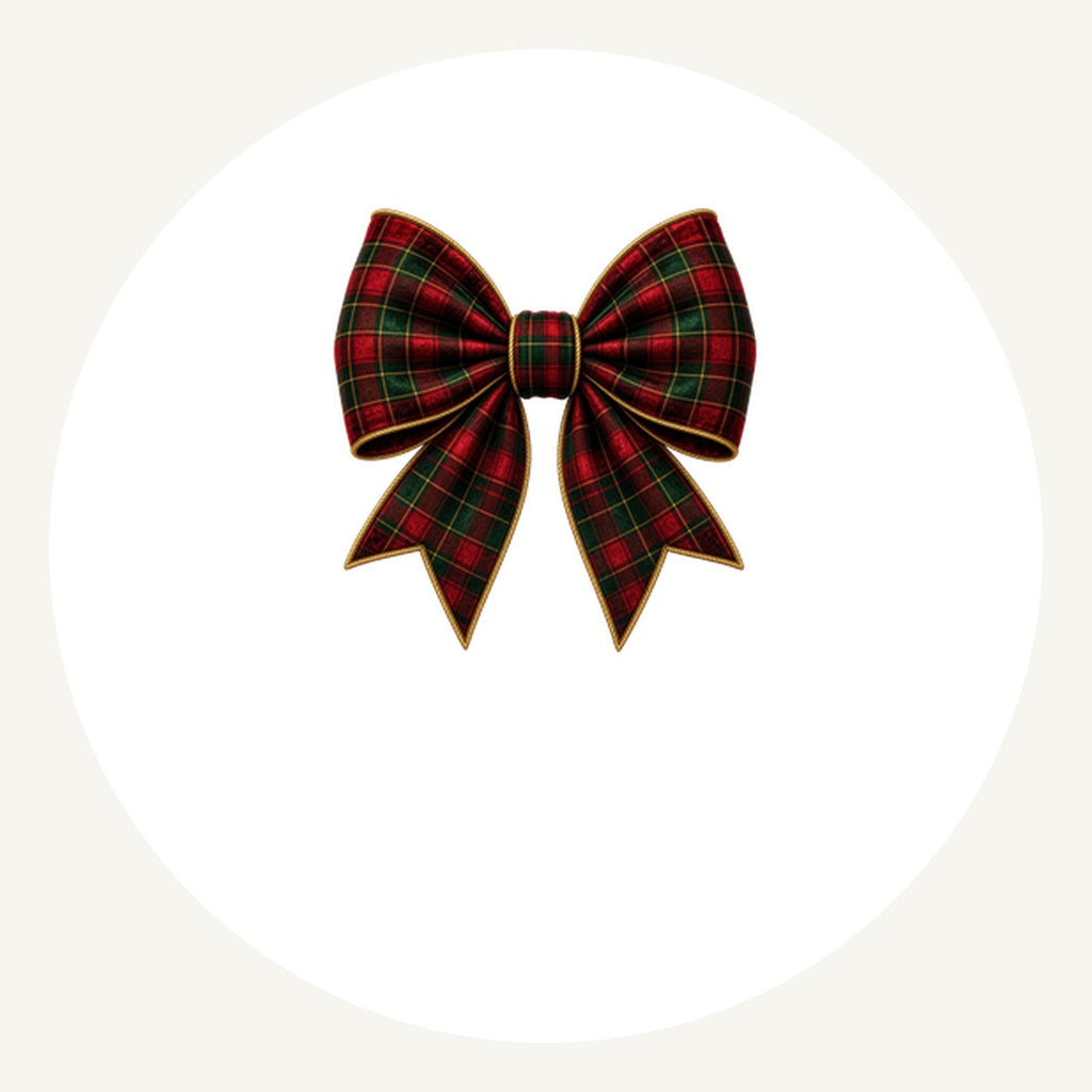 Tartan Christmas Bow Personalised Pewter Christmas Ornament