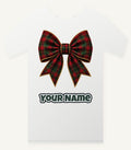 Tartan Christmas Bow Personalised Christmas T-Shirt and Hoodie