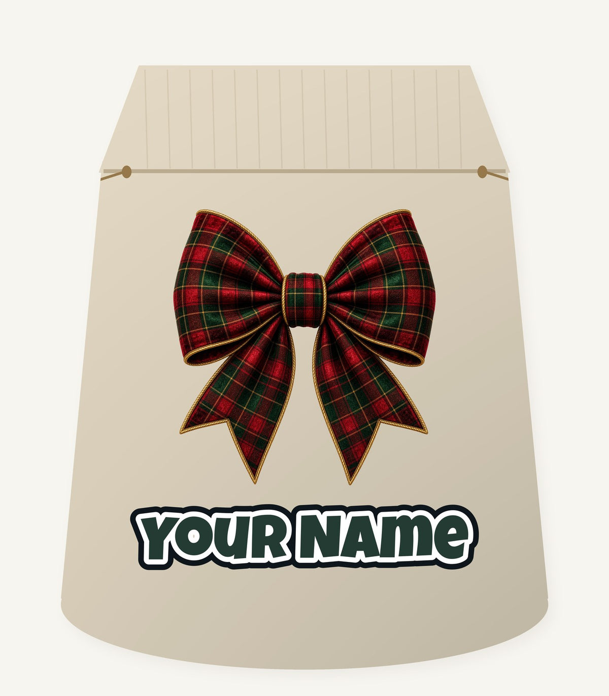 Tartan Christmas Bow Personalised Santa Sack