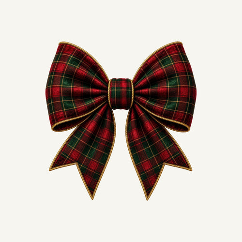 Tartan Christmas Bow Christmas artwork, the design printed on the personalised Santa sack