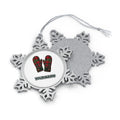 Tartan Christmas Mittens Personalised Pewter Christmas Ornament