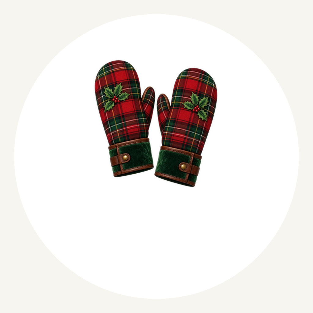 Tartan Christmas Mittens Personalised Pewter Christmas Ornament