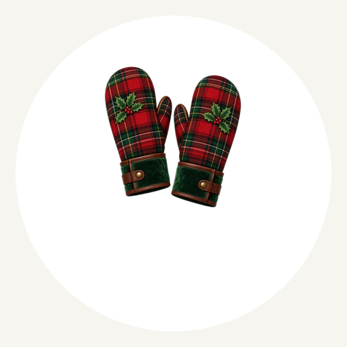 Tartan Christmas Mittens Personalised Pewter Christmas Ornament