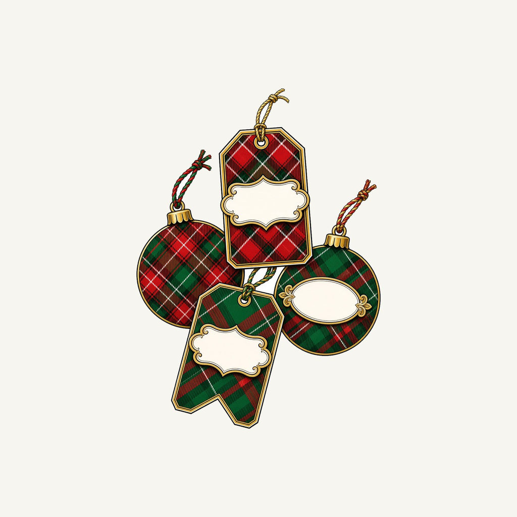 Tartan Gift Tags And Baubles Personalised Christmas T-Shirt and Hoodie