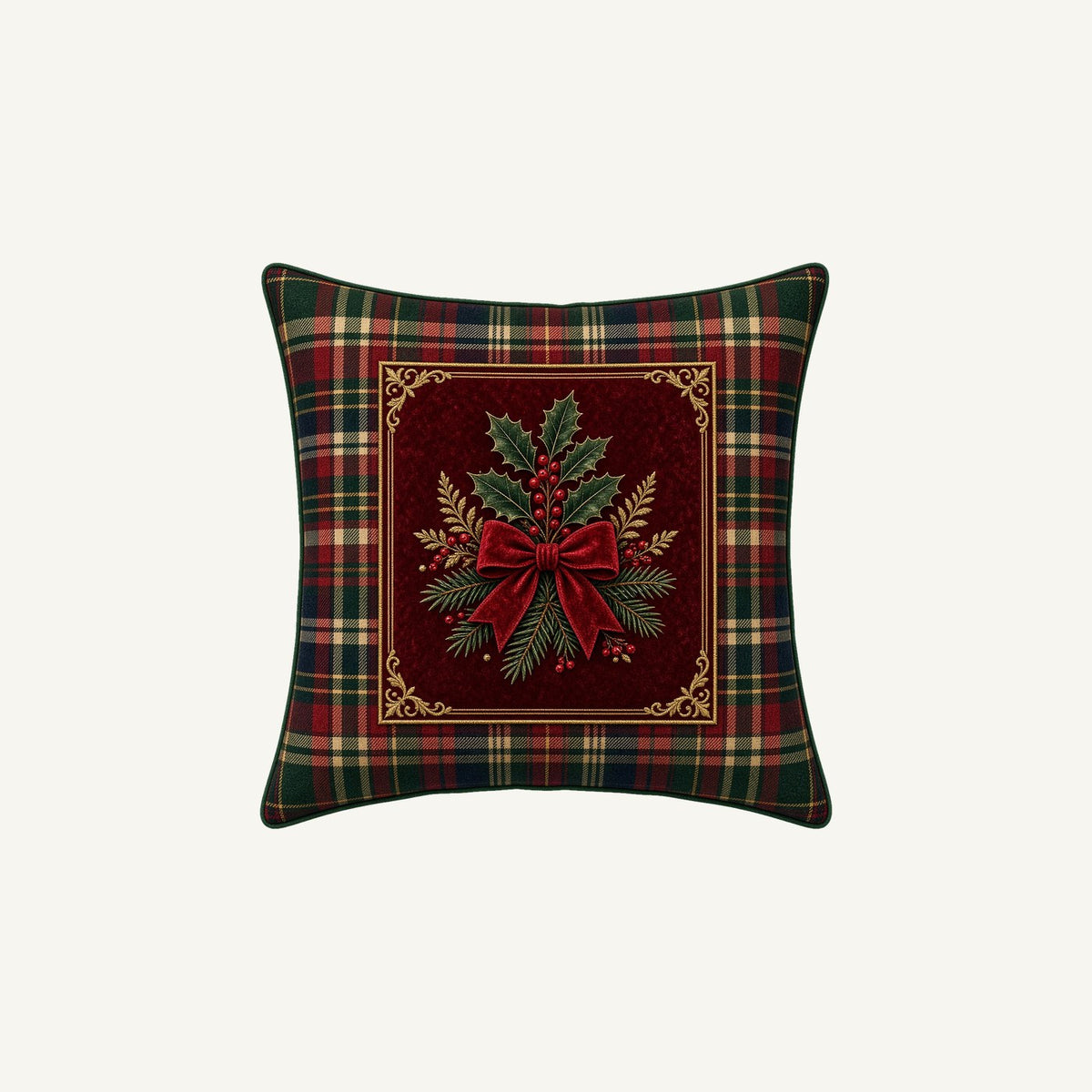 Tartan Holly Cushion Personalised Christmas Mug