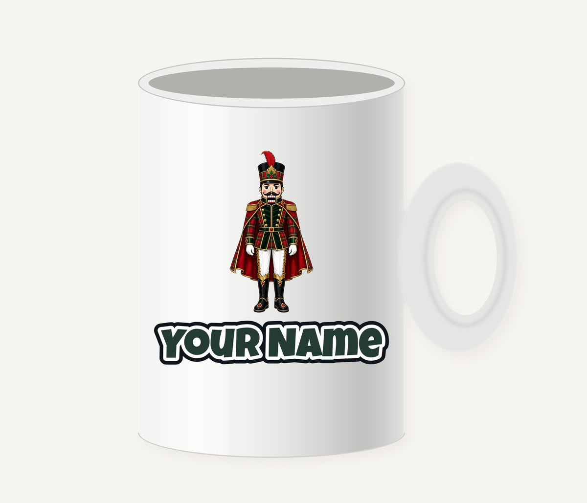 Tartan Nutcracker Soldier Personalised Christmas Mug