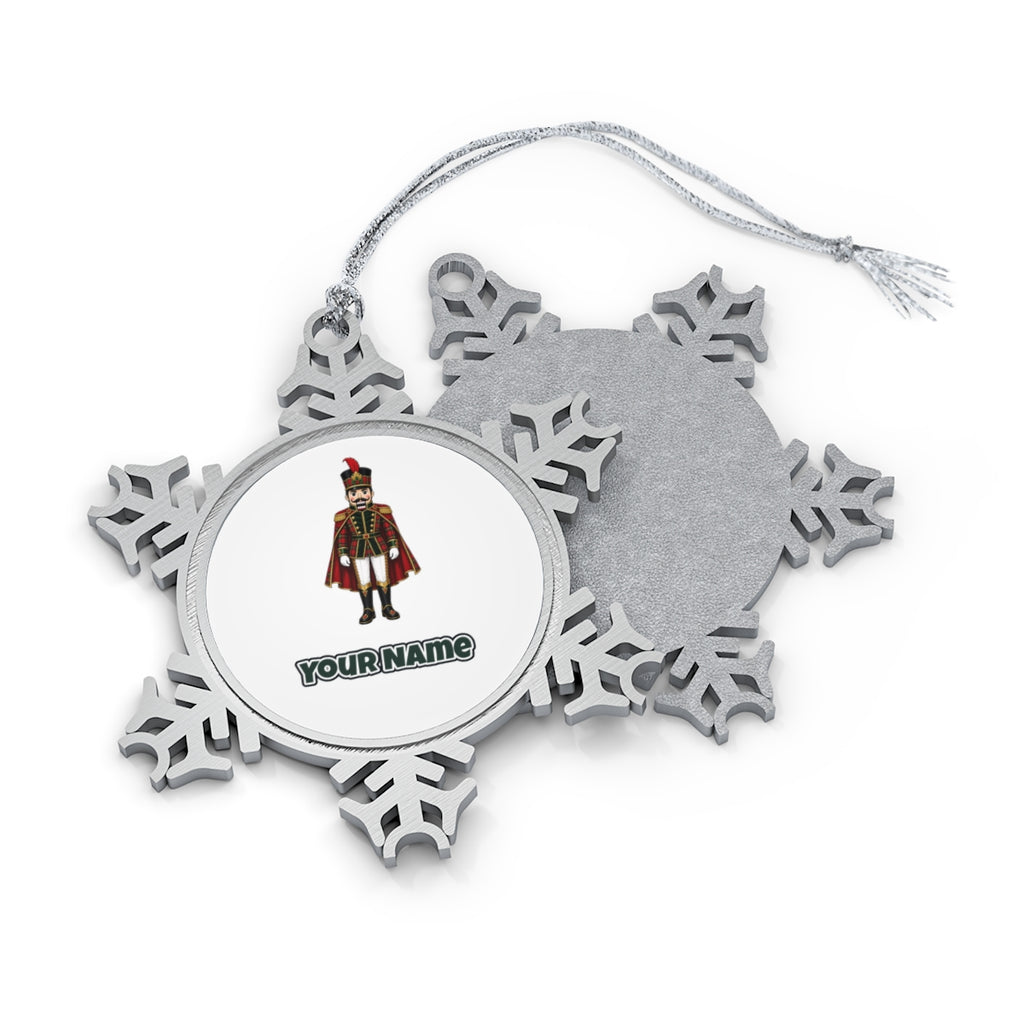 Tartan Nutcracker Soldier Personalised Pewter Christmas Ornament