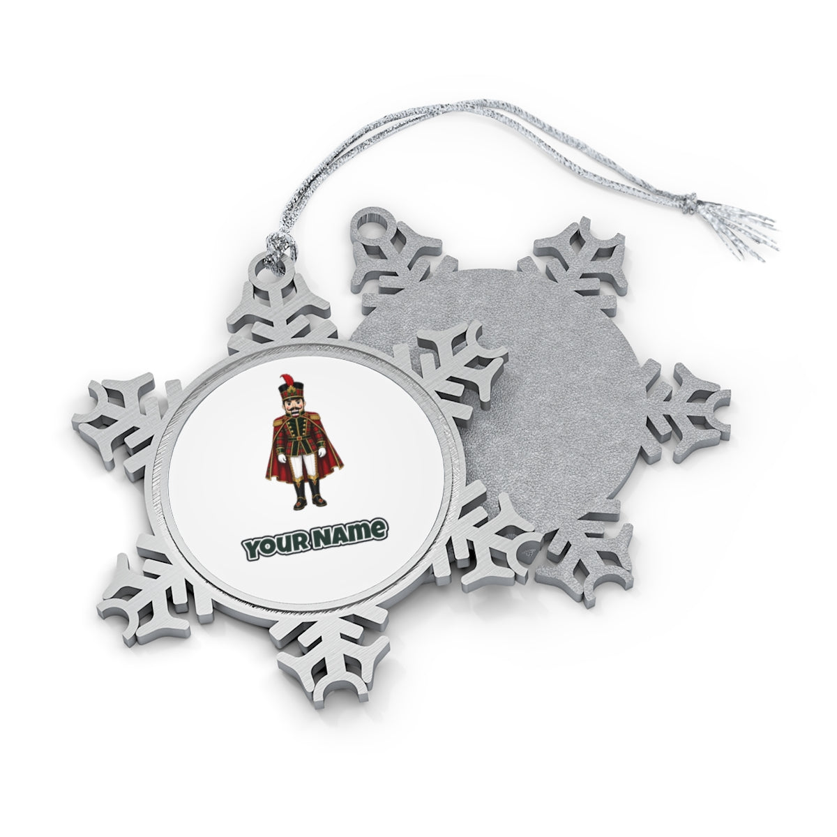 Tartan Nutcracker Soldier Personalised Pewter Christmas Ornament