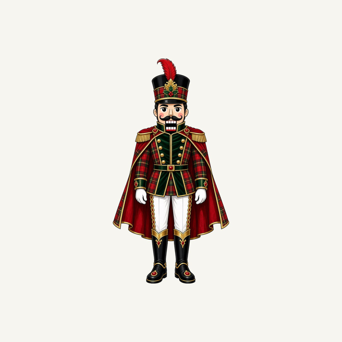 Tartan Nutcracker Soldier Christmas artwork, the design printed on the personalised stocking