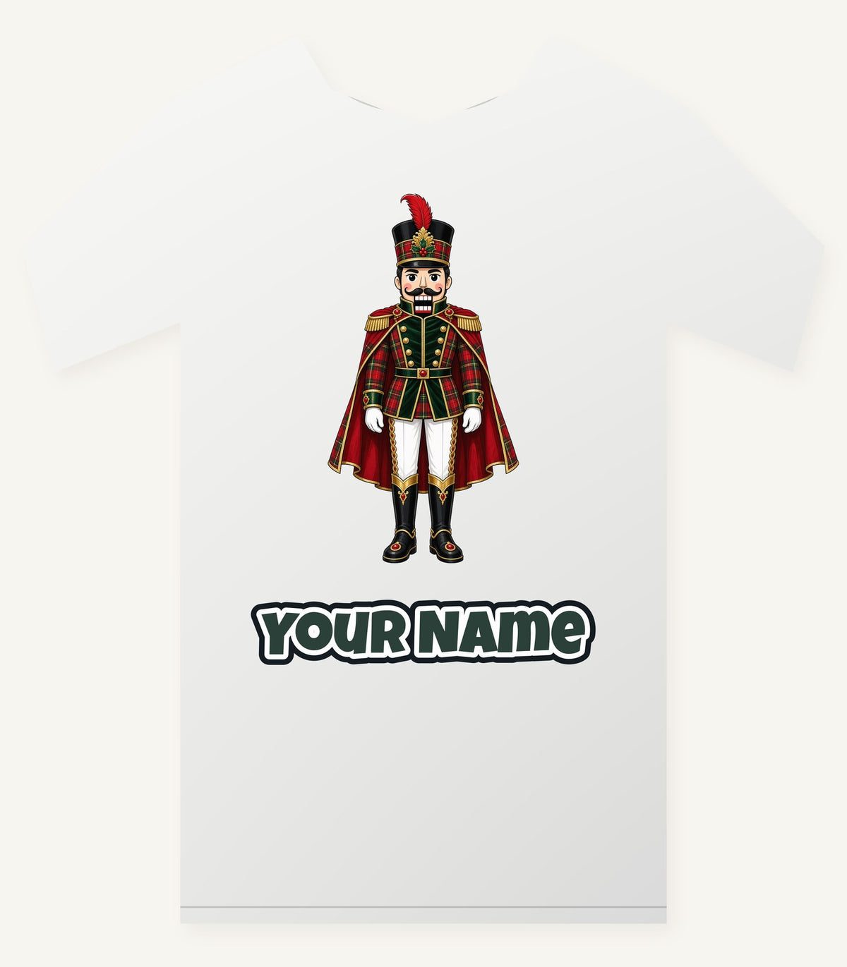 Tartan Nutcracker Soldier Personalised Christmas T-Shirt and Hoodie