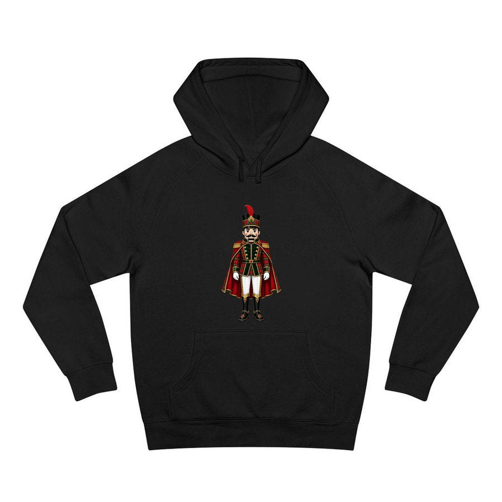 Tartan Nutcracker Soldier personalised Christmas hoodie in black