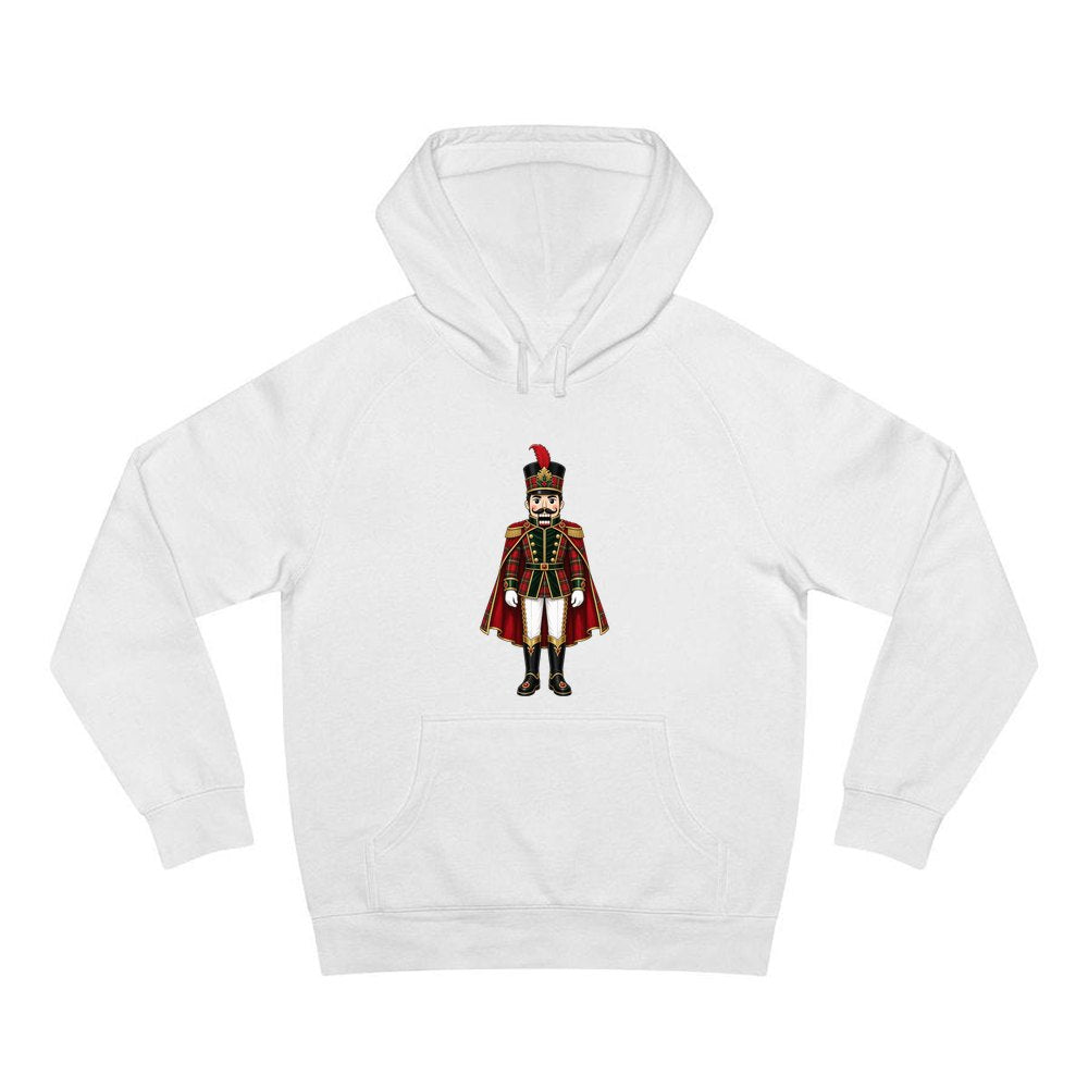 Tartan Nutcracker Soldier personalised Christmas hoodie in white