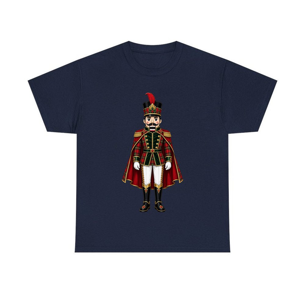 Tartan Nutcracker Soldier personalised Christmas T-shirt in navy