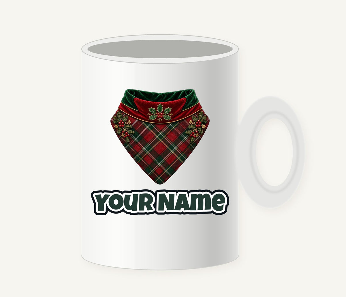 Tartan Pet Bandana Personalised Christmas Mug
