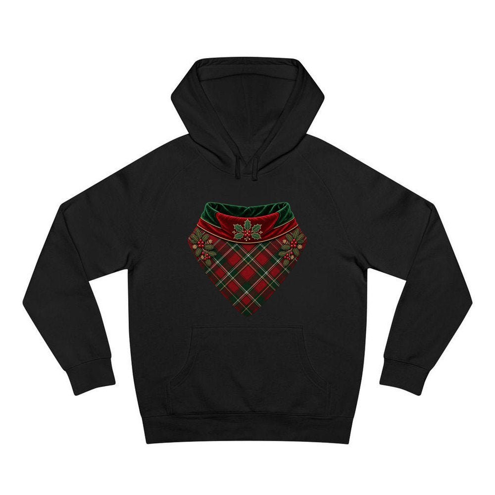Tartan Pet Bandana personalised Christmas hoodie in black