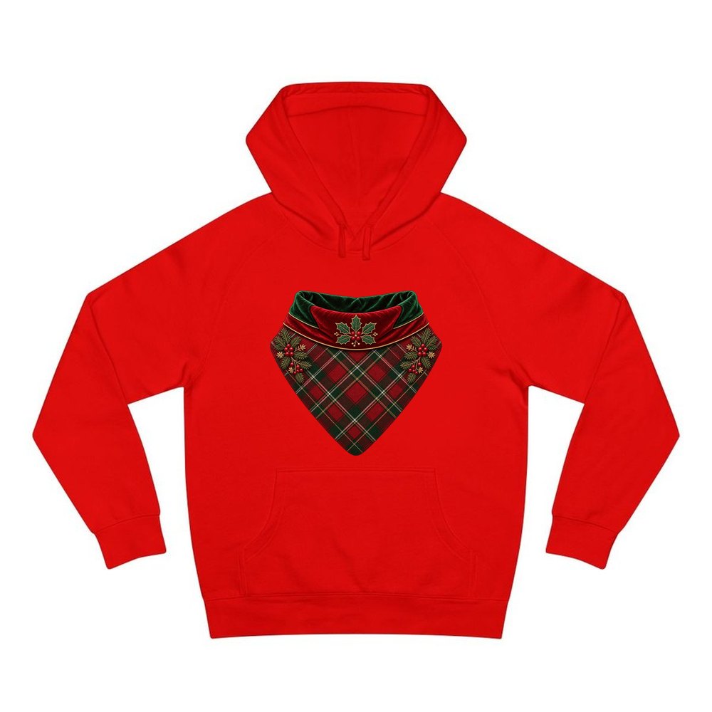 Tartan Pet Bandana personalised Christmas hoodie in red